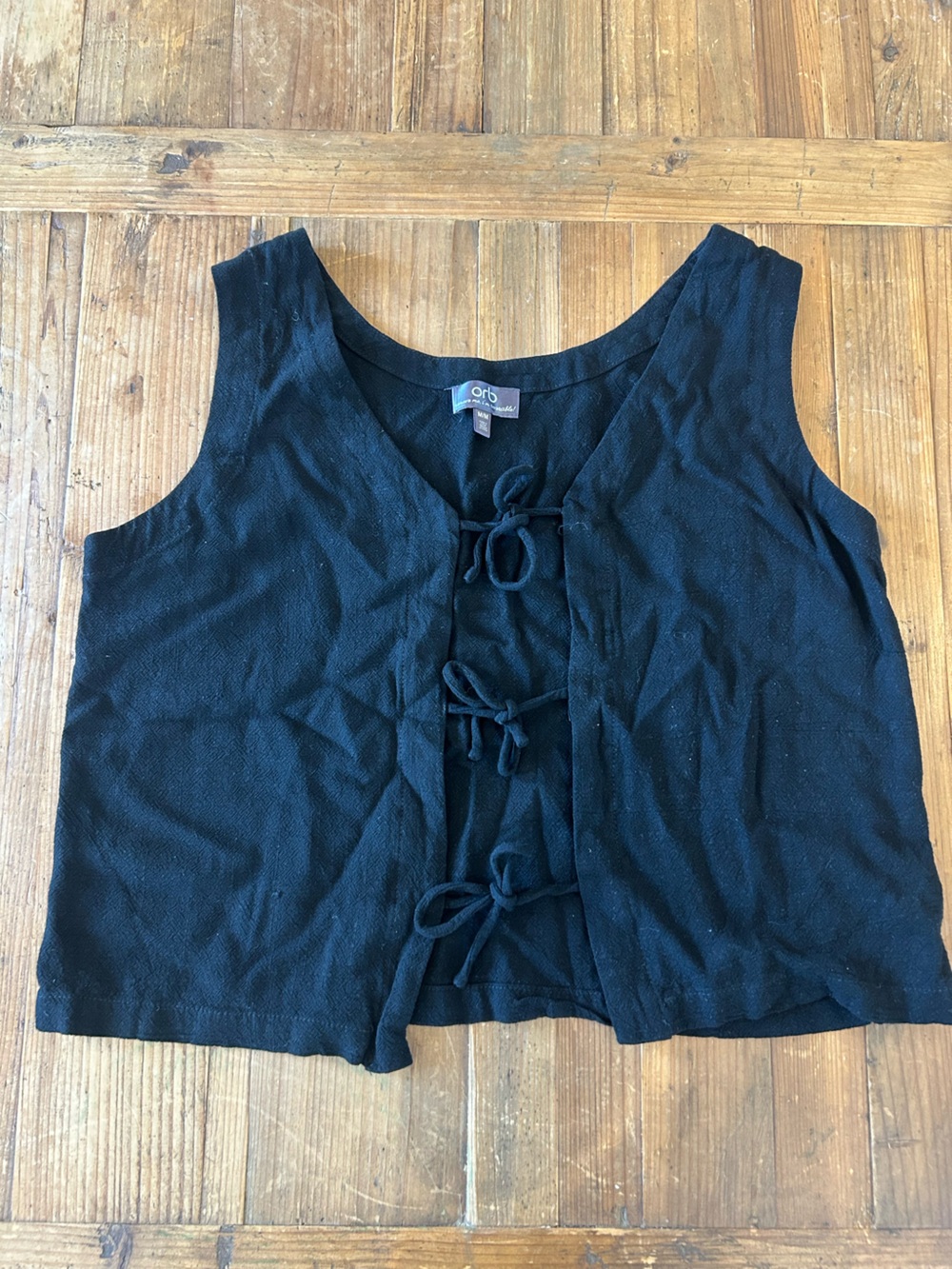 Black Tank Top with Tie-Front Detail